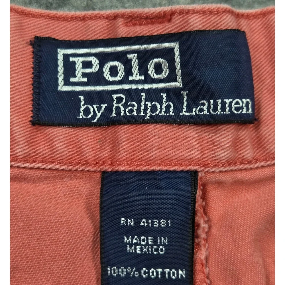 Polo Ralph Lauren Andrew Mens 36 Pink Coral Frayed Hem Chino Shorts Distressed*